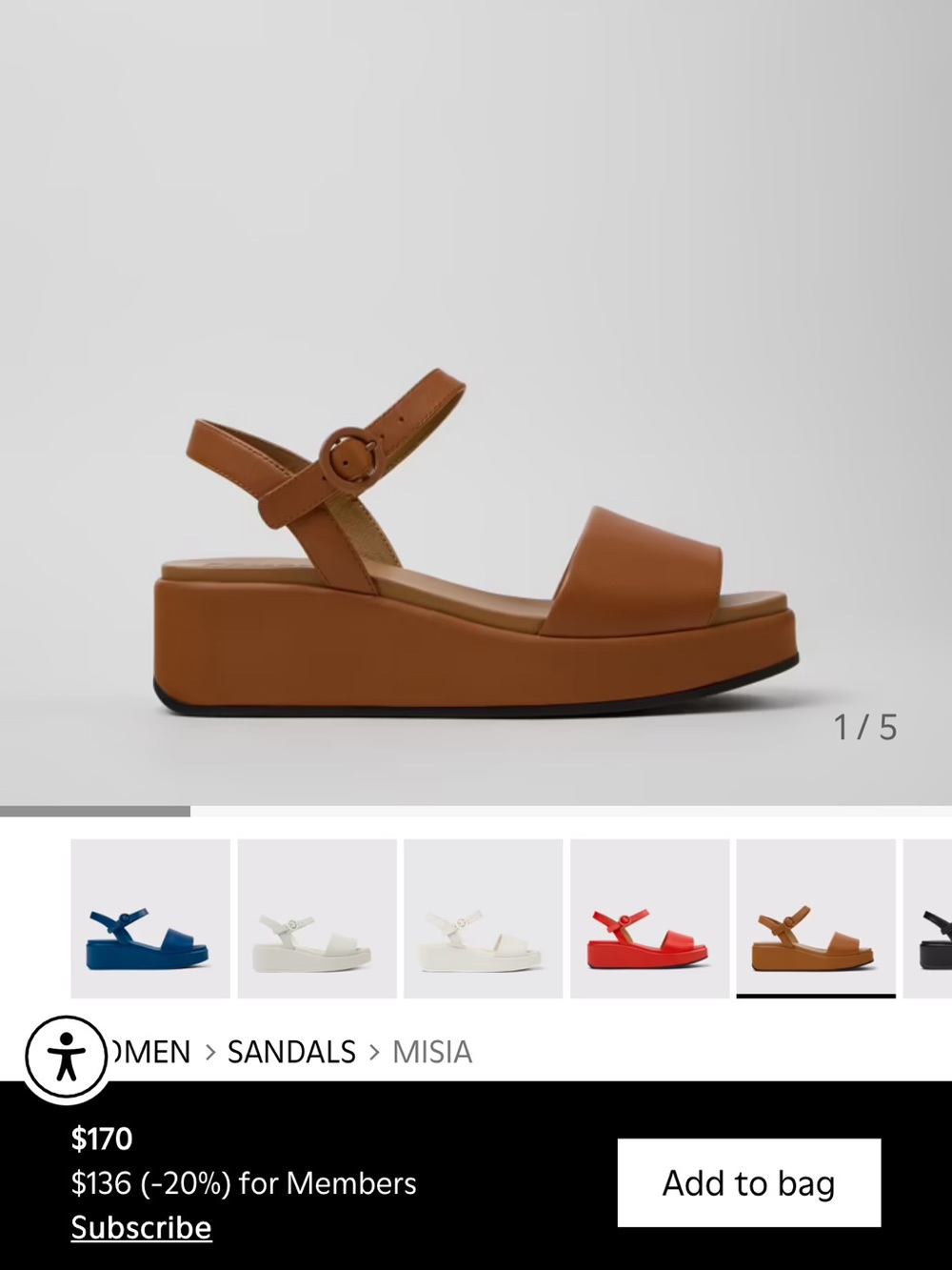 Camper Tan Platform Sandal with Ankle Buckle